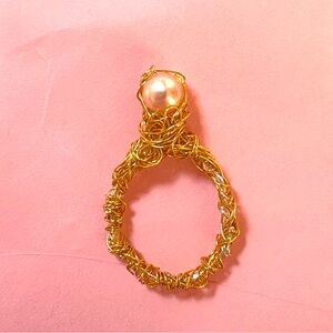 Elegant Gold Pearl Pinky Ring.